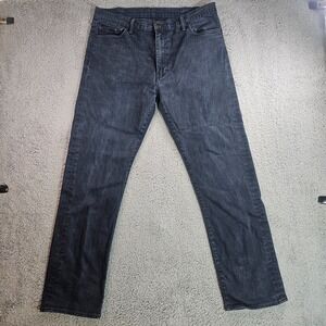 Levi 504 Jeans Men Size‎ 38x32 (Act. 36x32) Dark Wash Zip Fly Straight Leg Black